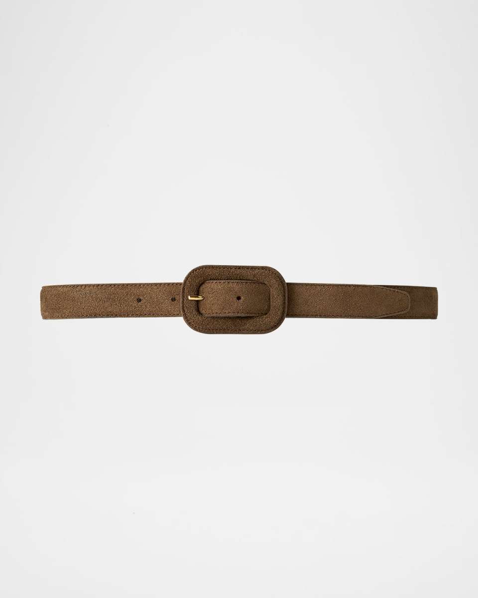 Wide Buckle Suede Belt